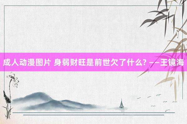 成人动漫图片 身弱财旺是前世欠了什么? ——王镜海