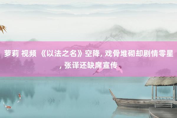 萝莉 视频 《以法之名》空降, 戏骨堆砌却剧情零星, 张译还